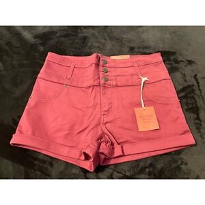 Mossimo High Rise Short Shorts Burgundy Red Super Stretch Size 12 NWT